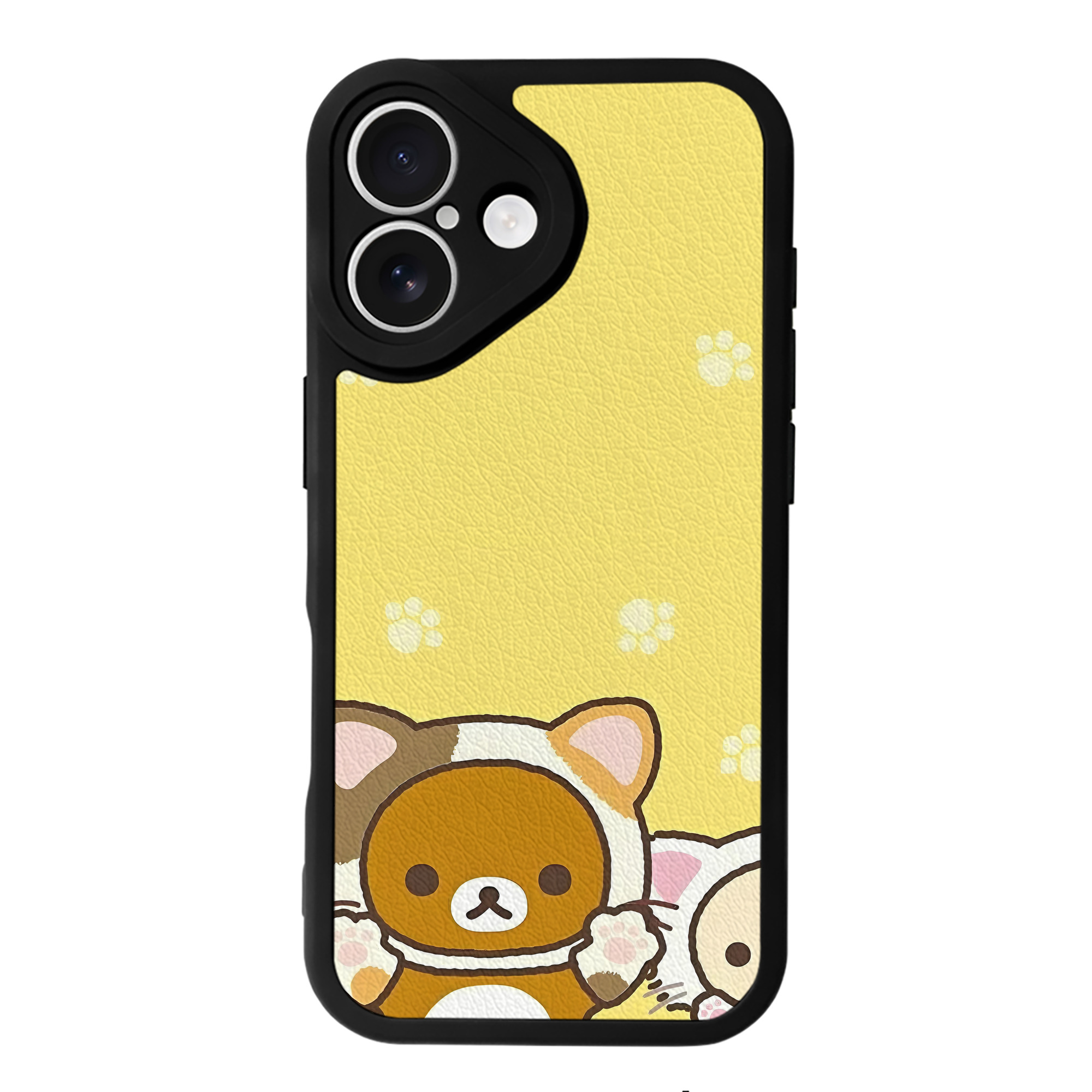 （画像用） リラックマ リラックマ キイロイトリ Rilakkuma Korilakkuma Kiiroitori 【iPhone 16シリーズ対応】シリコンスマホケース（レザー調） 材質：シリコン